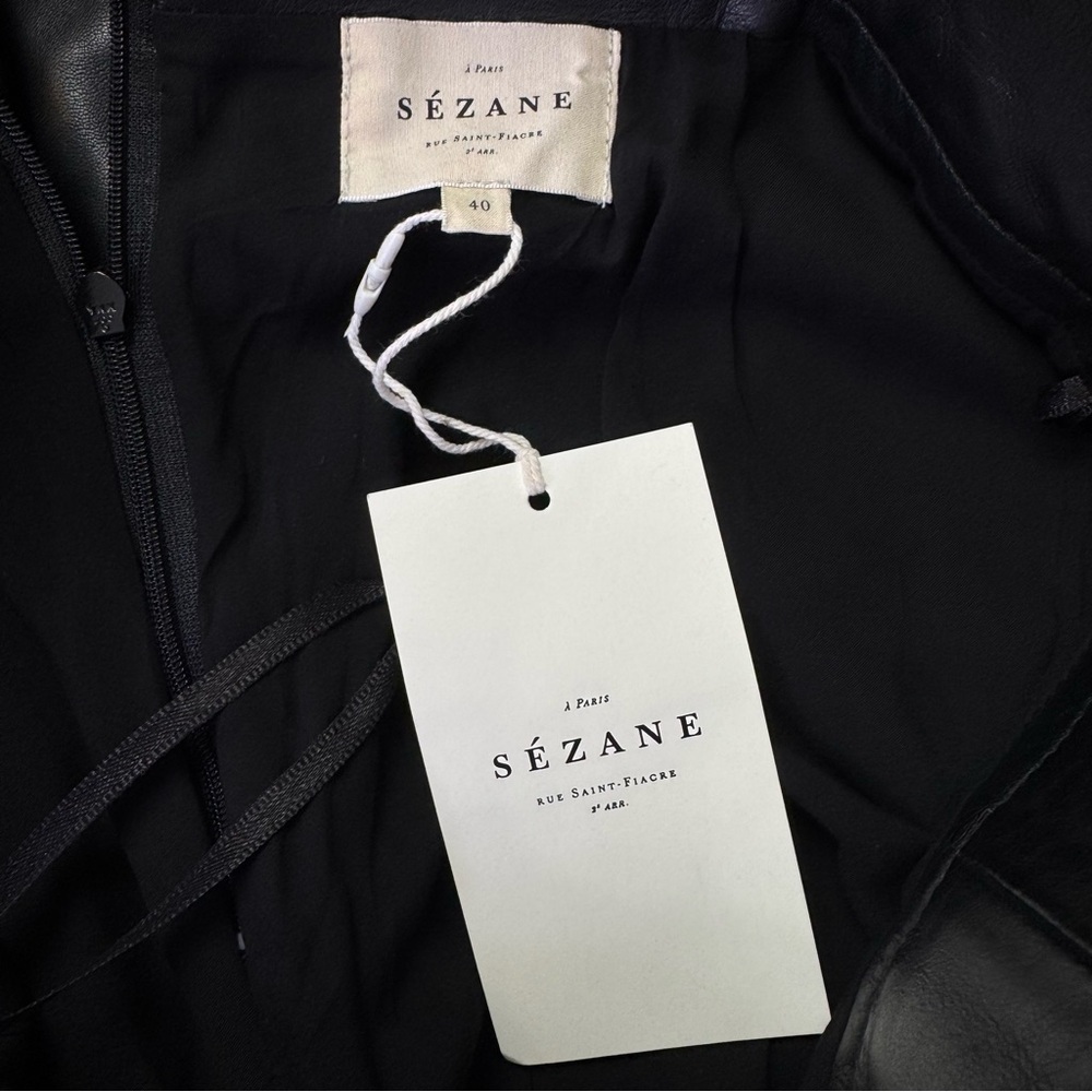 NEW Sezane Yasmine Lamb Leather Skirt in Black Size 8 - Picture 8 of 11